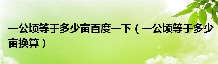 一公顷等于多少亩百度一下（一公顷等于多少亩换算）