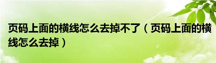 页码上面的横线怎么去掉不了（页码上面的横线怎么去掉）