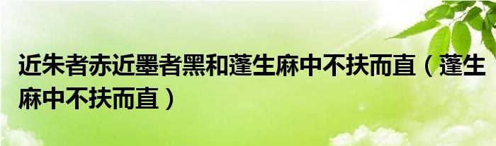 近朱者赤近墨者黑和蓬生麻中不扶而直（蓬生麻中不扶而直）