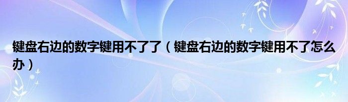 键盘右边的数字键用不了了（键盘右边的数字键用不了怎么办）