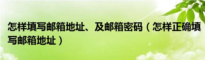 怎样填写邮箱地址、及邮箱密码（怎样正确填写邮箱地址）