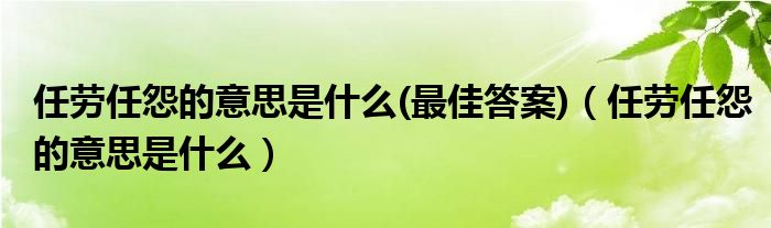 任劳任怨的意思是什么(最佳答案)（任劳任怨的意思是什么）