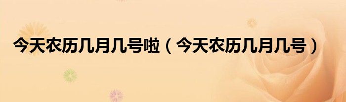 今天农历几月几号啦（今天农历几月几号）