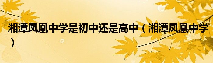 湘潭凤凰中学是初中还是高中（湘潭凤凰中学）