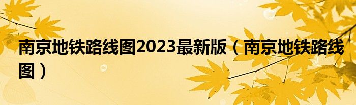 南京地铁路线图2023最新版（南京地铁路线图）