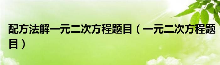 配方法解一元二次方程题目（一元二次方程题目）