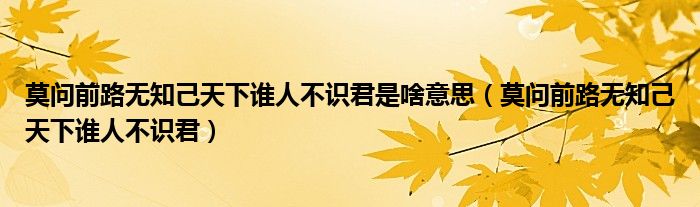 莫问前路无知己天下谁人不识君是啥意思（莫问前路无知己天下谁人不识君）