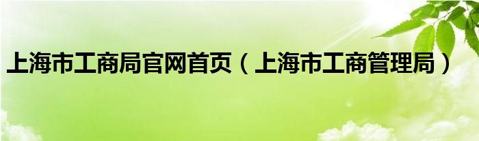 上海市工商局官网首页（上海市工商管理局）