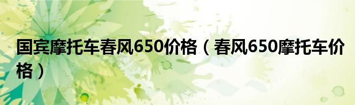 国宾摩托车春风650价格（春风650摩托车价格）