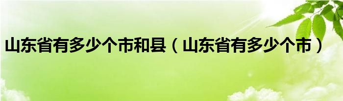 山东省有多少个市和县（山东省有多少个市）