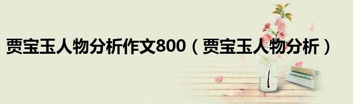 贾宝玉人物分析作文800（贾宝玉人物分析）