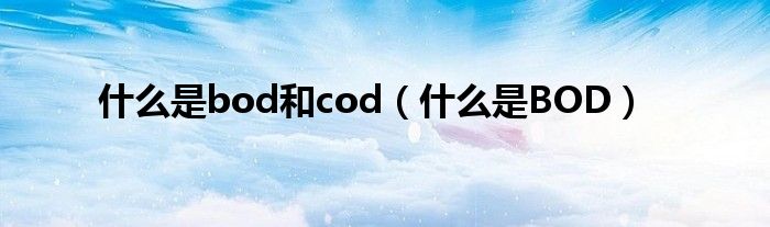 什么是bod和cod（什么是BOD）