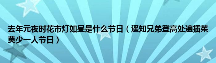 去年元夜时花市灯如昼是什么节日（遥知兄弟登高处遍插茱萸少一人节日）