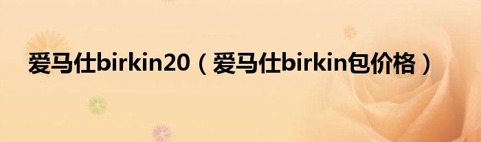 爱马仕birkin20（爱马仕birkin包价格）