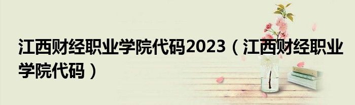 江西财经职业学院代码2023（江西财经职业学院代码）