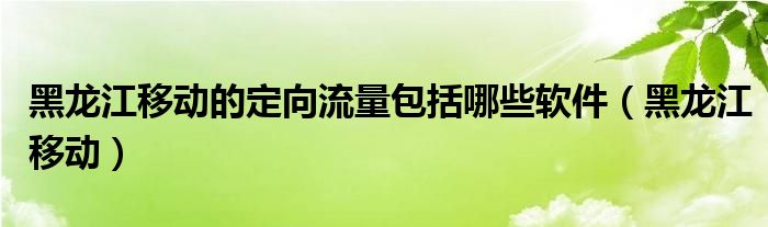 黑龙江移动的定向流量包括哪些软件（黑龙江移动）