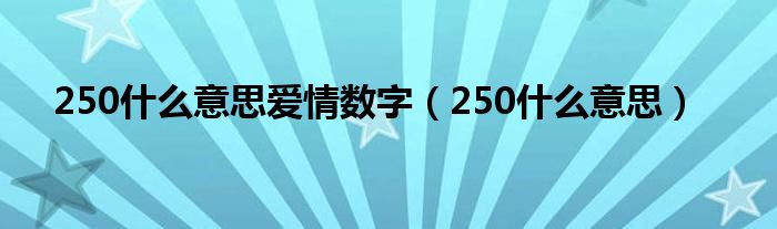 250什么意思爱情数字（250什么意思）