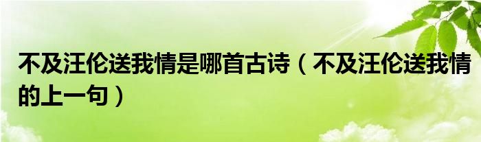 不及汪伦送我情是哪首古诗（不及汪伦送我情的上一句）