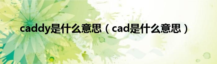 caddy是什么意思（cad是什么意思）