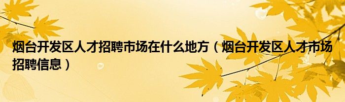 烟台开发区人才招聘市场在什么地方（烟台开发区人才市场招聘信息）