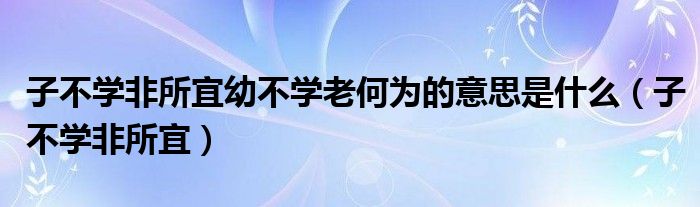 子不学非所宜幼不学老何为的意思是什么（子不学非所宜）