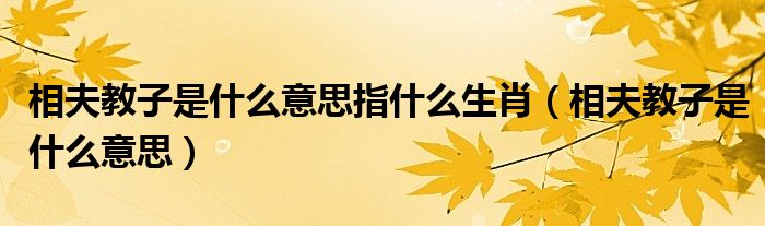 相夫教子是什么意思指什么生肖（相夫教子是什么意思）