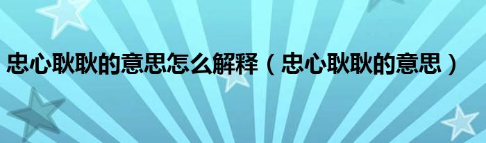 忠心耿耿的意思怎么解释（忠心耿耿的意思）