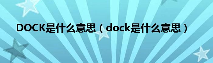 DOCK是什么意思（dock是什么意思）