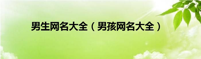 男生网名大全（男孩网名大全）