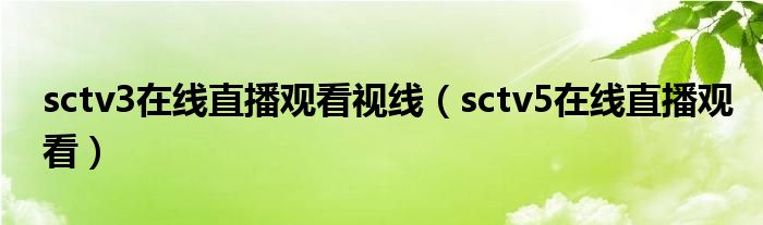 sctv3在线直播观看视线（sctv5在线直播观看）