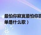 最怕你寂寞最怕你孤单是什么歌原唱（最怕你寂寞最怕你孤单是什么歌）