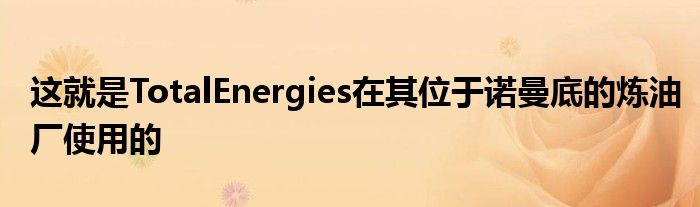 这就是TotalEnergies在其位于诺曼底的炼油厂使用的