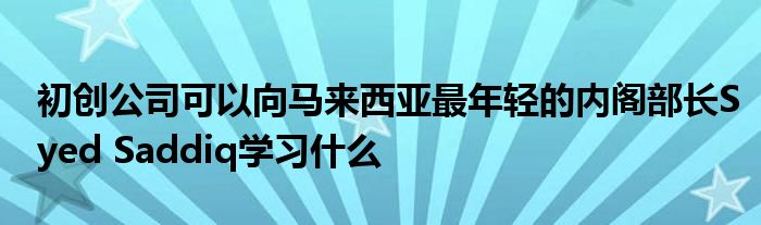 初创公司可以向马来西亚最年轻的内阁部长Syed Saddiq学习什么