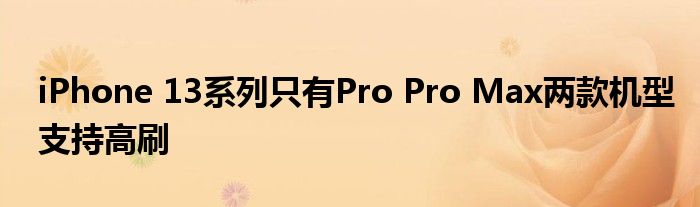 iPhone 13系列只有Pro Pro Max两款机型支持高刷