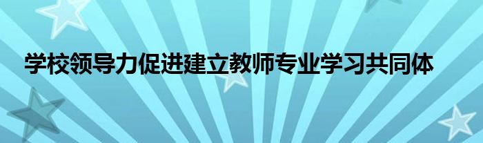 学校领导力促进建立教师专业学习共同体