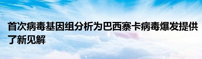 首次病毒基因组分析为巴西寨卡病毒爆发提供了新见解