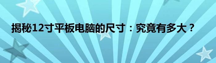 揭秘12寸平板电脑的尺寸：究竟有多大？