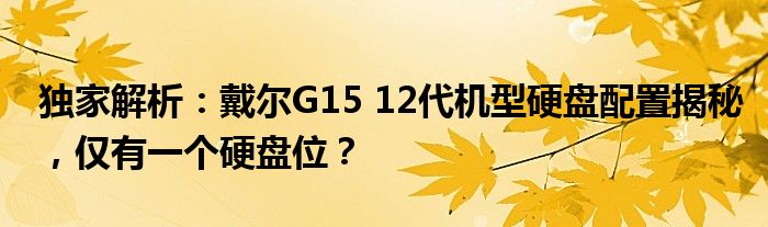 独家解析：戴尔G15 12代机型硬盘配置揭秘，仅有一个硬盘位？