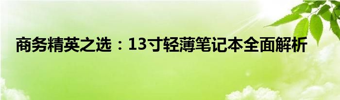 商务精英之选：13寸轻薄笔记本全面解析