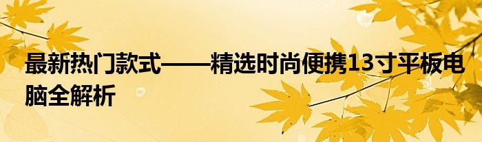 最新热门款式——精选时尚便携13寸平板电脑全解析