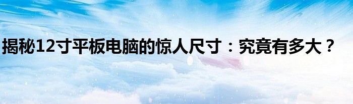 揭秘12寸平板电脑的惊人尺寸：究竟有多大？