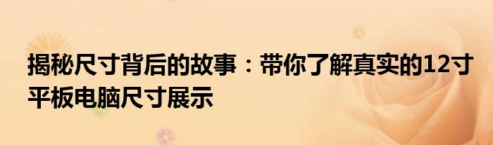 揭秘尺寸背后的故事：带你了解真实的12寸平板电脑尺寸展示