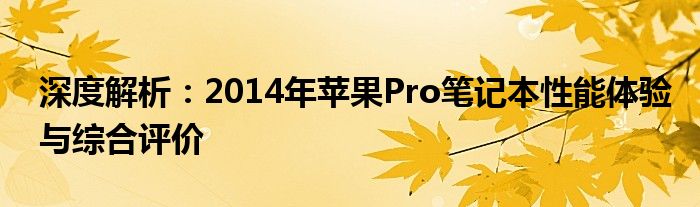 深度解析：2014年苹果Pro笔记本性能体验与综合评价