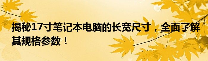 揭秘17寸笔记本电脑的长宽尺寸，全面了解其规格参数！