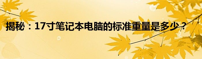 揭秘：17寸笔记本电脑的标准重量是多少？