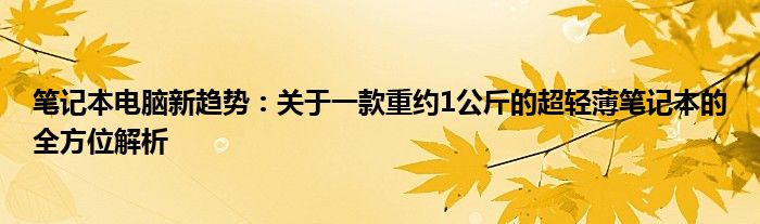 笔记本电脑新趋势：关于一款重约1公斤的超轻薄笔记本的全方位解析