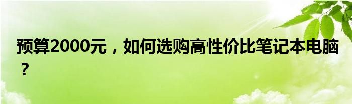 预算2000元，如何选购高性价比笔记本电脑？