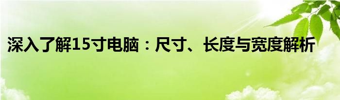 深入了解15寸电脑：尺寸、长度与宽度解析