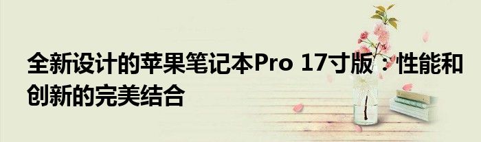 全新设计的苹果笔记本Pro 17寸版：性能和创新的完美结合