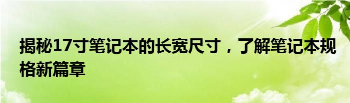 揭秘17寸笔记本的长宽尺寸，了解笔记本规格新篇章